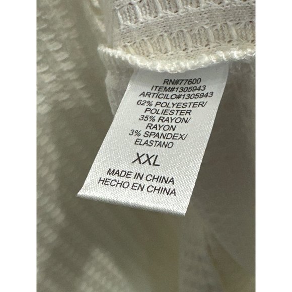 Chaser size XXL cream v neck waffle thermal wide cuff tunic top FLAW - Picture 3 of 8